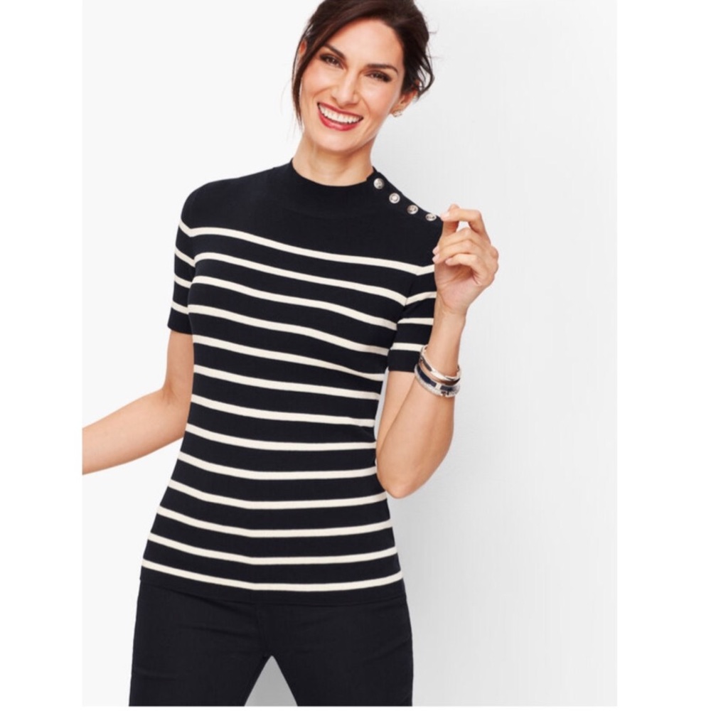 Talbots Mock neck Button Shoulder Sweater NWT